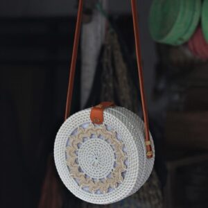 Round Rattan Bag Roda Beige - Medium
