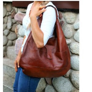 large leather tote, Cognac Weekender Oversized bag, Leather Purse, cognac leather tote bag, Large slouchy hobo bag, soft leather,