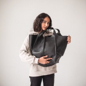 Leather Slouchy Hobo Bag ~ Black Leather Shopper Bag ~ Leather Shoulder Bag ~ Handmade Leather Handbag ~ Leather Women Work Bag