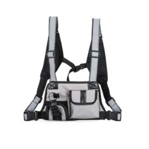 Reflective Chest Rig | Silver Reflective Techwear Vest | Festival Accessories | Shiny Iridescent Vest | Reflecting Gray Rave Cyberpunk Top