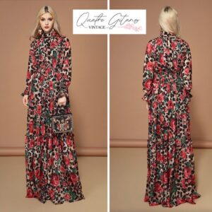 Floral Maxi Dress Summer Long Sleeve Women's Elastic Waist Floral Leopard Print Elegant Party Holiday Fashion Runway Long Dress