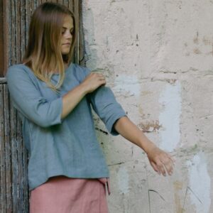 Linen blouse KEITA, Linen top, Loose linen blouse, Linen top with 3/4 sleeve, Women's linen blouses, Linen half sleeve blouse, Casual blouse