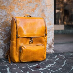 Leather Backpack, Yellow Leather, Italian handmade leather travel bag, Boho backpack, Women backpack,  Vintage backpack, Christmas Gift