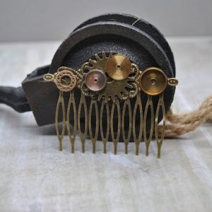 Hair comb steampunk, hair jewelry with gears