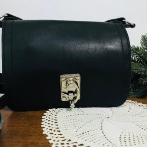 Vintage genuine leather crossbody bag - Black leather bag - Crossbody leather bag