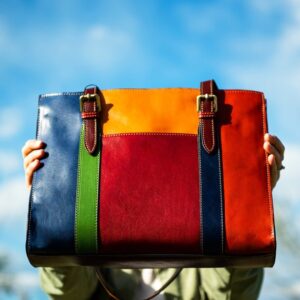 Multicolor Leather Bag Women Shoulder Bag Casual Colorful Tote Bag Elegant Women Handbag Italian Leather Purse Italian Handmade Leather Bag