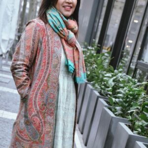 Women long coat handmade with 100% Pashmina wool and soft silk lining
