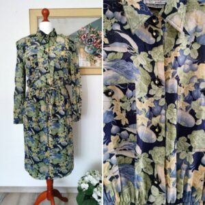 Vintage dress, 1980's cotton pockets flower german hero paris midi dress, vintage flower dress, dress with pockets M | US 10 | UK 12 | EU 38