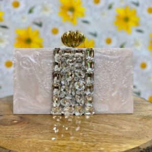 Rakhi gift Bridal Resin Clutch for Women with stone, Indian Clutch with embellishments, Hand Clutch for wedding party gift and bridesmaid