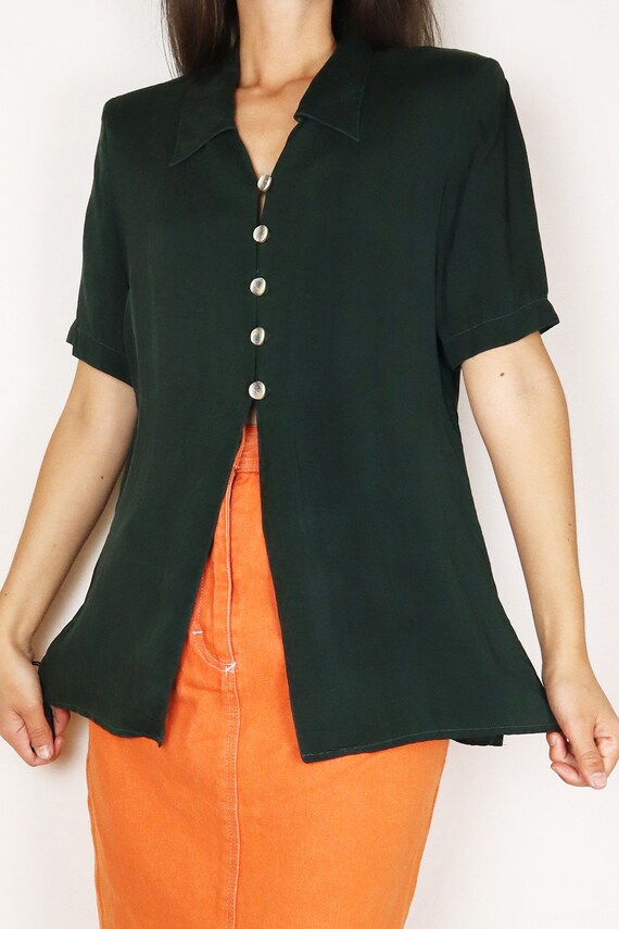 Blouse Vintage Dark Green ( S/M ) - Image 2