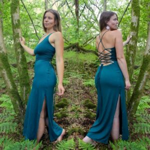 Lace Up Corset Back Maxi Dress • Side Split Dress • Boho Maxi Dress for Women • Goddess Costume • Long Pixie Dress • Hippy Festival Clothing