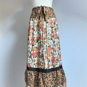 Vintage 1980s maxi long multicolour patchwork floral lace cottagecore boho skirt size 38