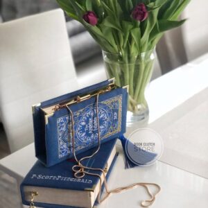 Embroider Book Clutch -  Navy blue velvet The Arabian Nights - Purse