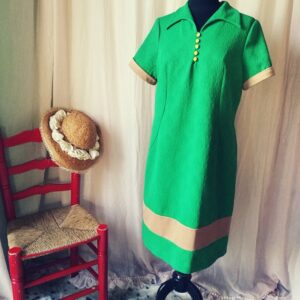 Vintage Dress Size 44 original 60s green Fashion History Theme Party